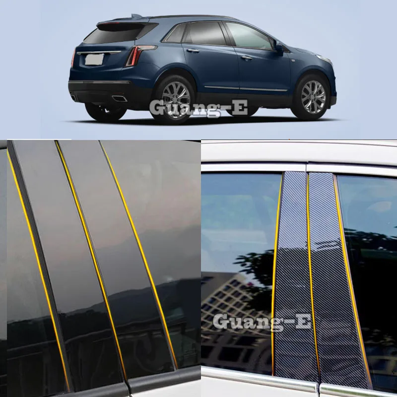 

Car PC Material Pillar Post Cover Door Trim Window Molding Sticker 6pcs For Cadillac XT5 2016 2017 2018 2019 2020 2021 2022-2024