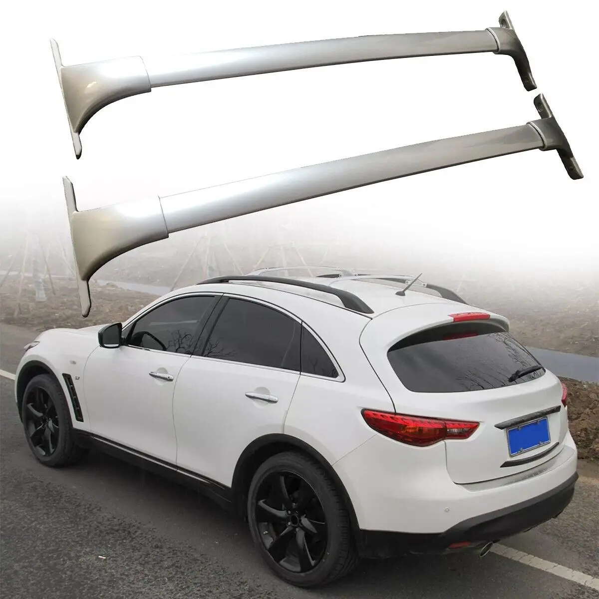 2PCS fit for Infiniti FX 35 37 50 QX70 2009-2019 Crossbars cross bars Roof Rail Rack Aluminum Alloy