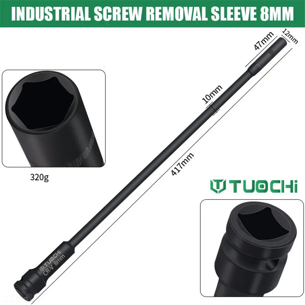 Imagem -06 - Super-long Hex Impact Socket Chave Pneumática Elétrica Reparação Automóvel e Motos 42cm 2