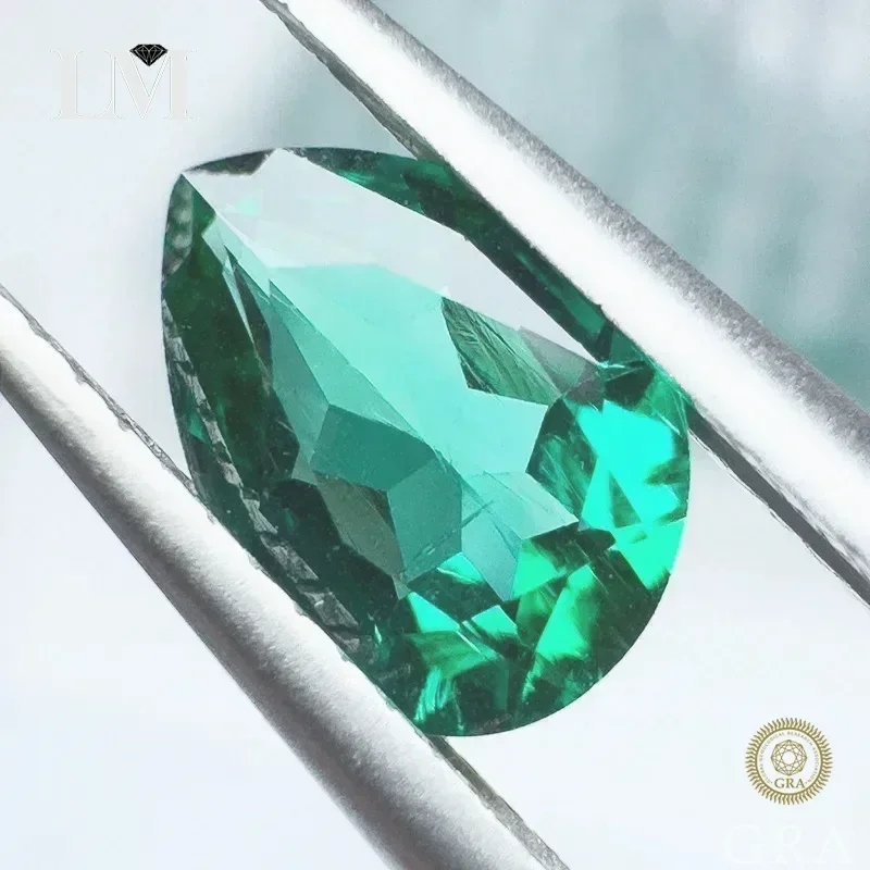 

Pear Cut Hydrothermal Lab Grown Zambian Emerald Loose Stone Optional AGL Certificate Free Shipping For Custom Ring