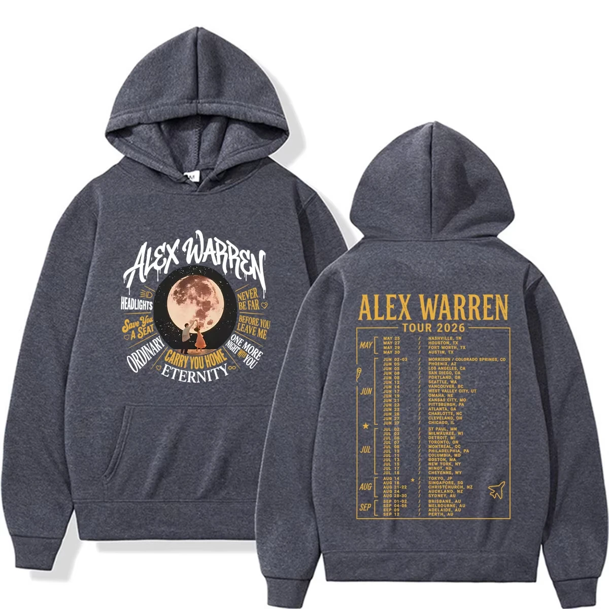 Alex Warren Moon Artwork Music Tour 2026 Hoodies Men's Women Fashion Punk Hip Hop Sweatshirt Fleece Casual Long Sleeve Pullovers