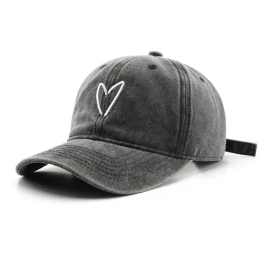 

Distressed Baseball Cap for Women Vintage Washed Cotton Heart Embroidered Adjustable Dad Hat