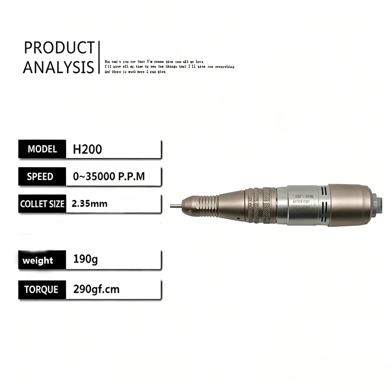SDE-H200 Micro Motor Handpiece 35000RPM 2.35mm Collet Fit STRONG 90 210 Control Unit Dental Lab Polishing Grinding Handpiece