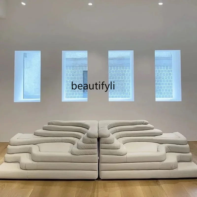 Q181 Light Luxury Minimalist Mid-Ancient Terrace Sofa Genuine Leather Personality Creative Living Room Clothing Store Sofa