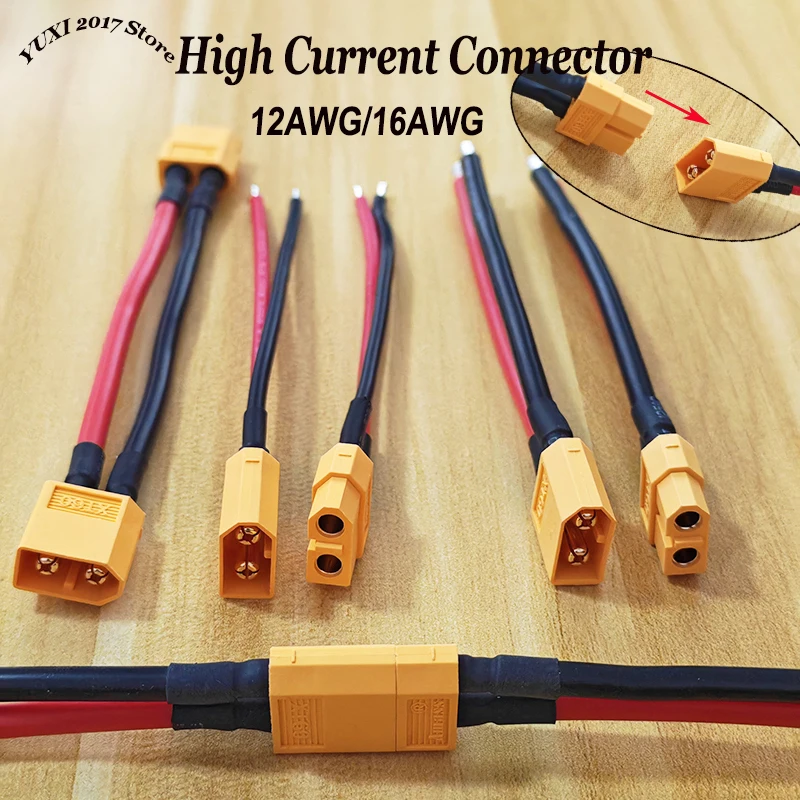 XT60 Style Battery Connector Plug with 10/50cm 12/16AWG Silicone Wire Cable For RC Airplane Lipo Battery ESC FPV Drone Car Boat