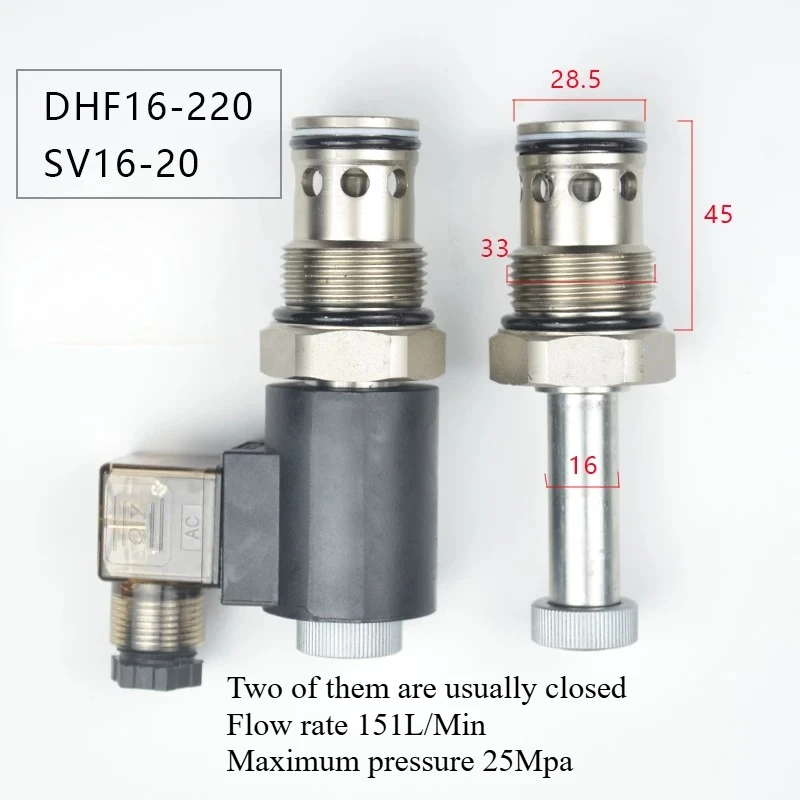 DHF16 SV16-202 2/2 Way Normally Closed Cartridge Solenoid Valve