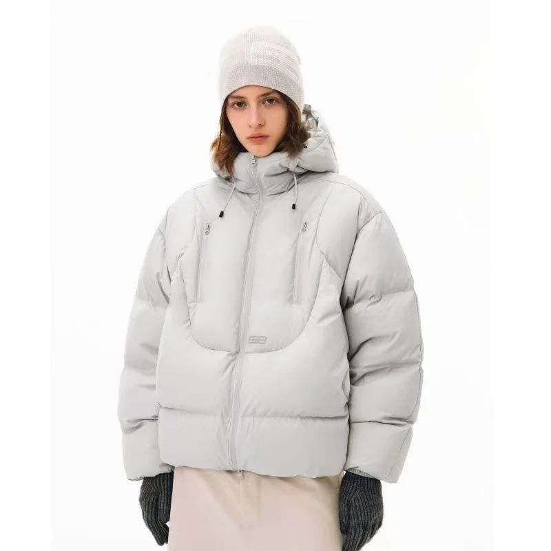 معطف شتوي جديد لعام 2025 من القطن بقلنسوة للرجال والنساء بلون سادة قصير فضفاض مناسب ملابس خارجية غير رسمية سترة دافئة وسميكة للرجال #4