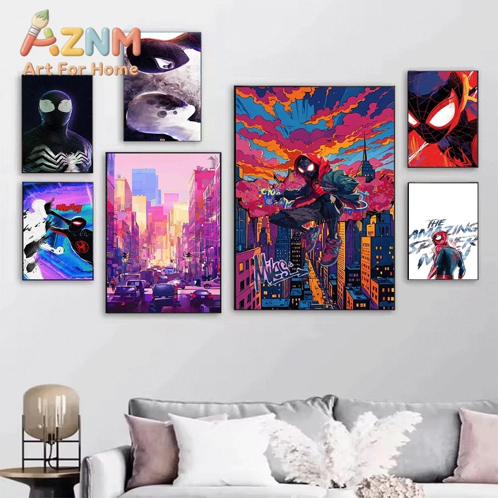 Your Friendly Neighborhood Spider Man Comic Cover Street Food Scene Marvel Superhero Canvas Wall Art No Frame Canvas Painting