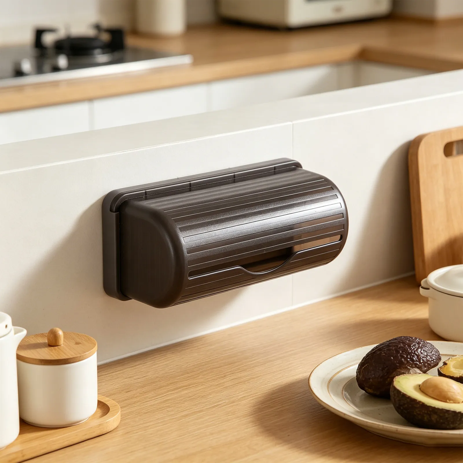1Pack Wall Mounted Garbage Bag Dispenser Holder Box for Kitchen Bathroom Home Storage Fits 15x6cm Rolls Compact Space Saving - view 6