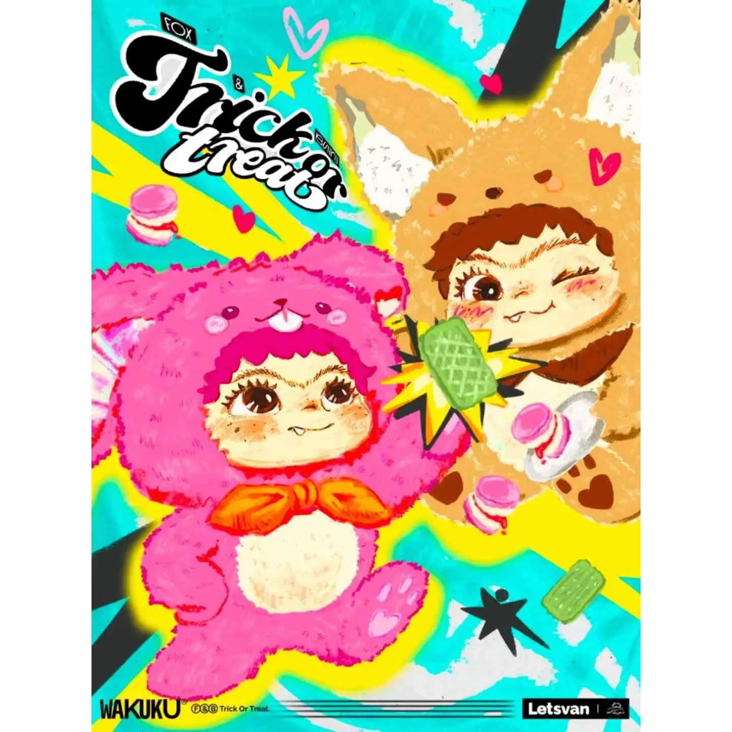 폭스 & 버니 트릭 오어 트릿 시리즈 비닐 인형 서프라이즈 백 키체인 트렌디 장난감 미스터리 박스 맞춤형 선물 와쿠쿠 V2 블라인드 박스