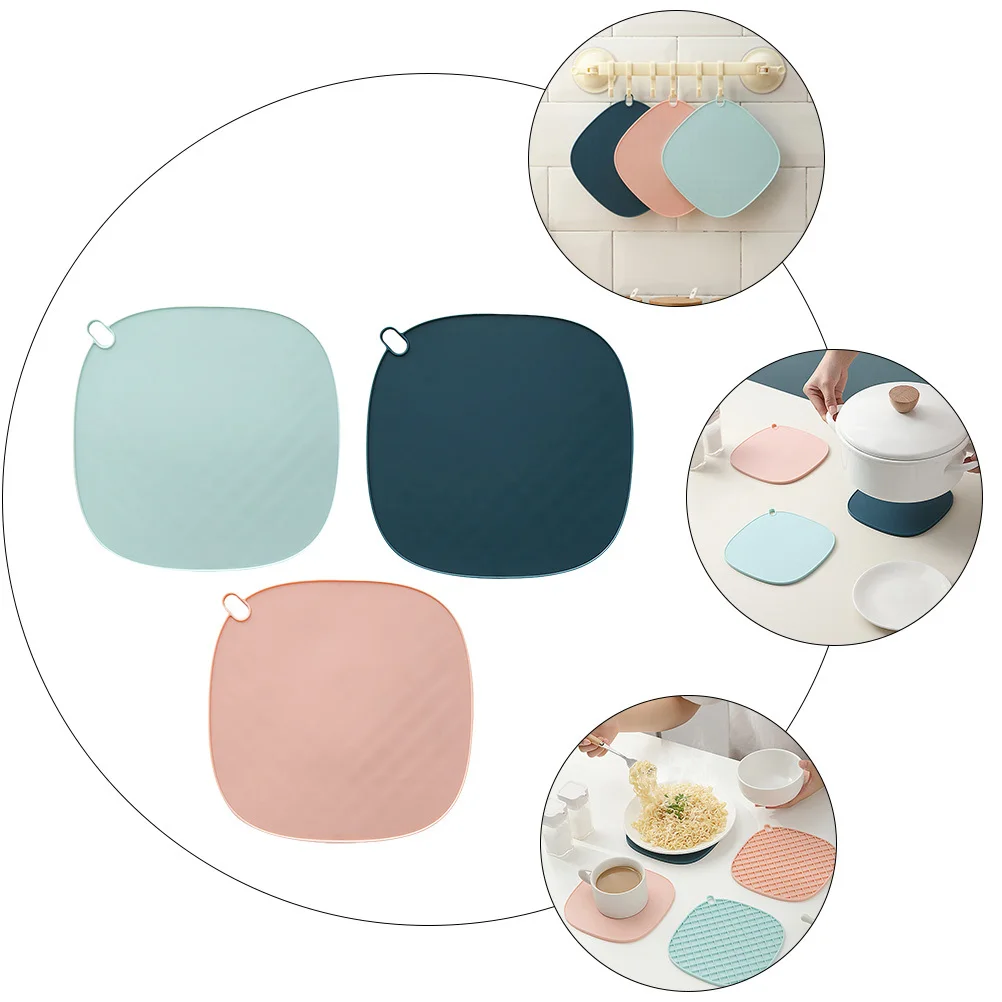 

3Pcs Square Silicone Coaster Mat Heat Resistant Cup Placemat Oil Proof Easy Clean Home Placemats for Cooking Lovers