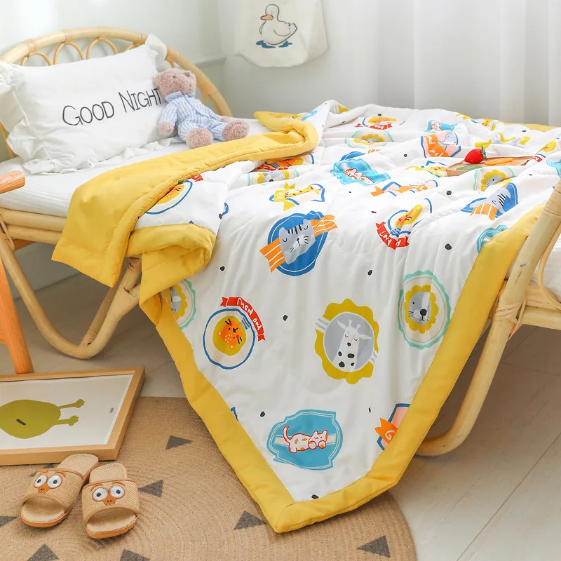 Kindergarten Cooling Blanket Single Summer Quilt for Kids Washed Cotton Bedding Air-conditioning Thin Comforter Bedspread Duvets