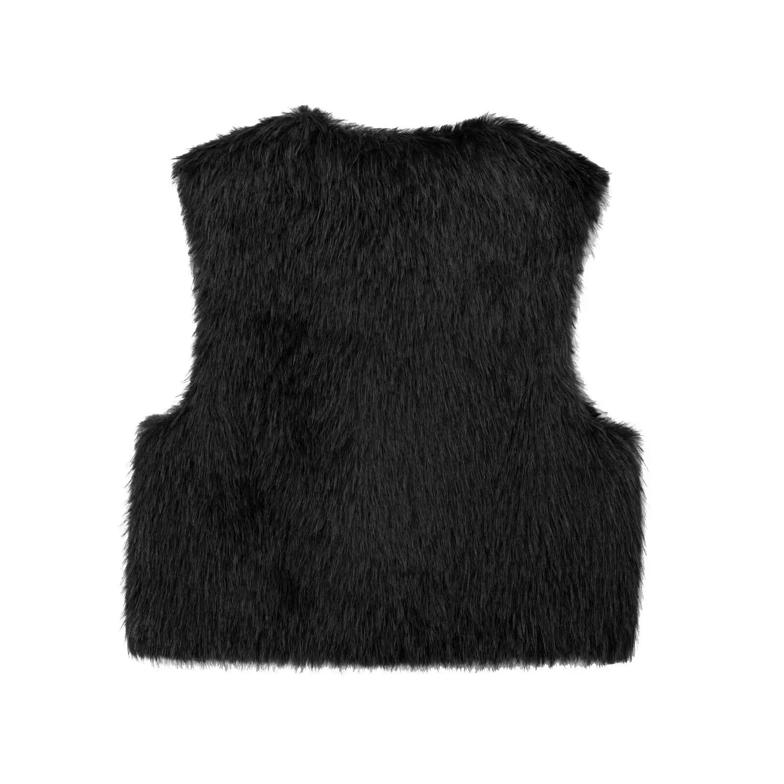 Guobioziy Women's Cardigan Vest Jacket Solid Color Coat Vest Street Style Fashion Solid Color Sleeveless Faux Fur Vest