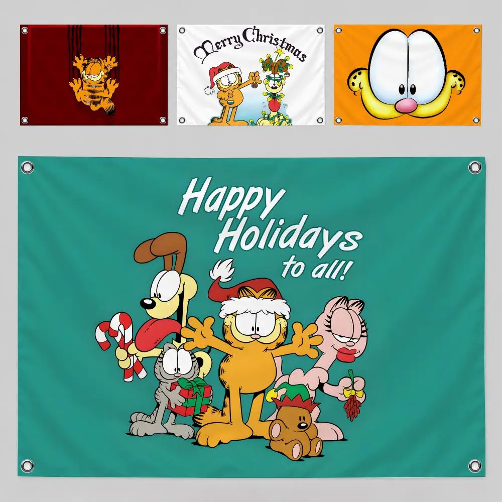 Garfield Cartoon Classic Retro Style Flags Home Yard & Garden Decor Banner - Indoor Outdoor Wall Hanging Flag