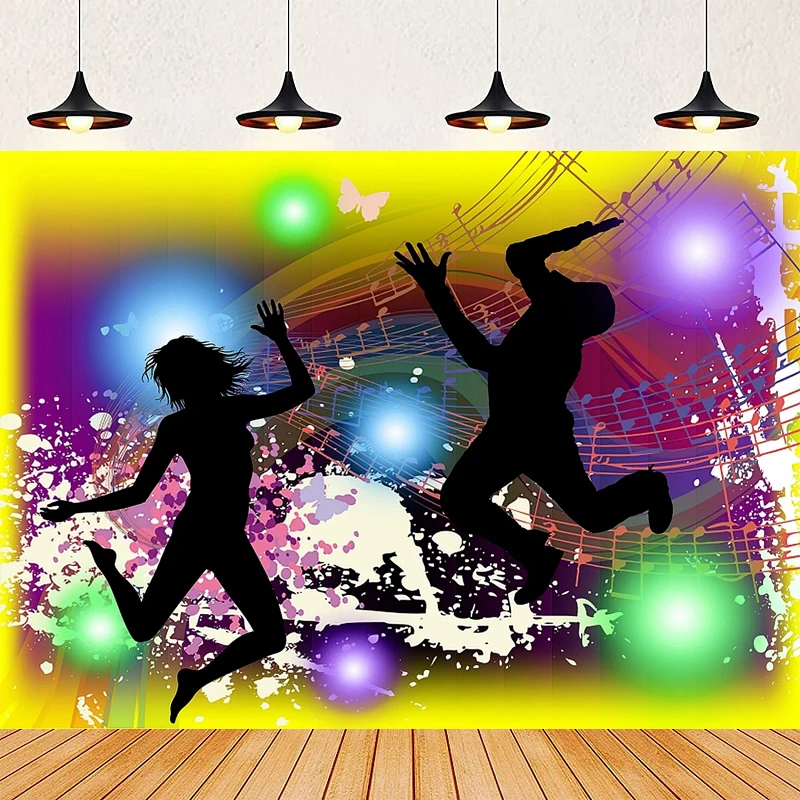 디스코 볼 배경 네온 70년대 80년대 90년대로 돌아가 생일 파티 장식 용품에서 미친 광채를 만들어 봅시다 음악 사진 배경