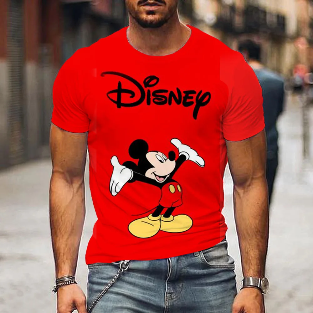 Men Disney Mickey Mouse Print T-Shirt Summer Boy Street Fashion Casual Sports Loose O Neck Quick Dry Short Sleeve Clothing Kid