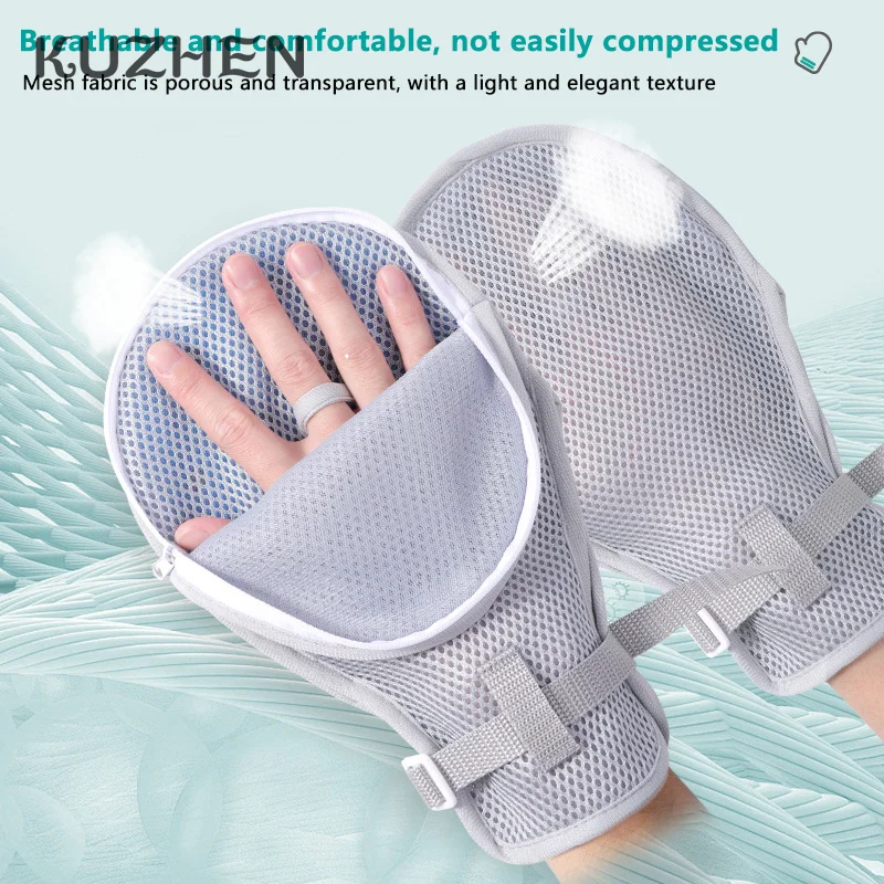 1Pair Restraint Gloves Finger Control Mitts Hand Infection Protectors Finger Hand Fixed Gloves For Elderly Patients