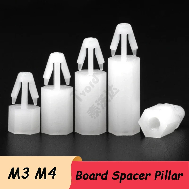 

PCB Board Spacer Pillar M3 M4 White Nylon Spacing Screw For PCB Board Hex Push-in Nylon Post Fixed Standoff Spacer Pillar