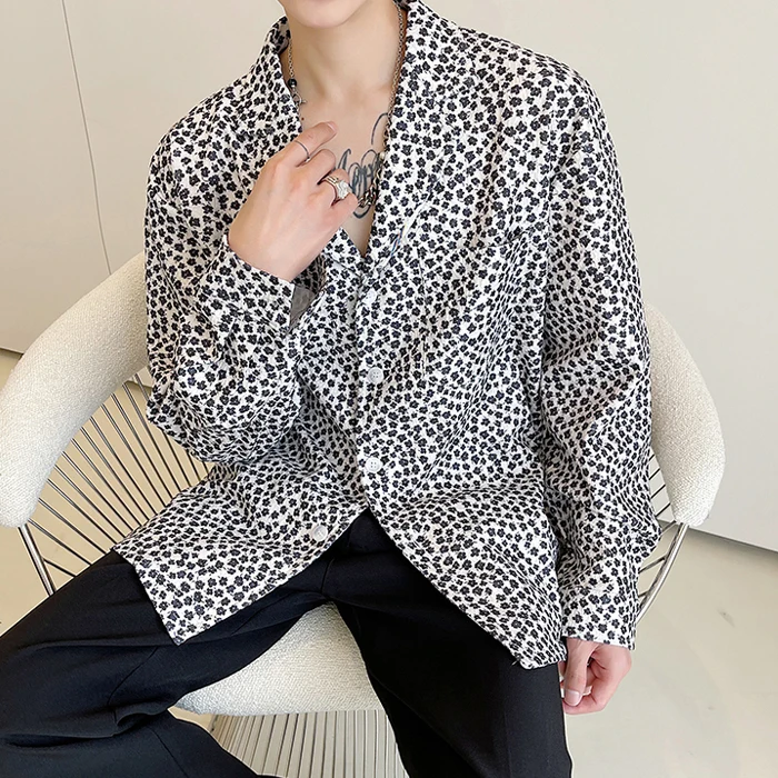 

Мужская длинная одежда Hong Kong Sle Pure Desire irt Design Sensation Small ence High End Ele Retro с холодным цветочным узором...