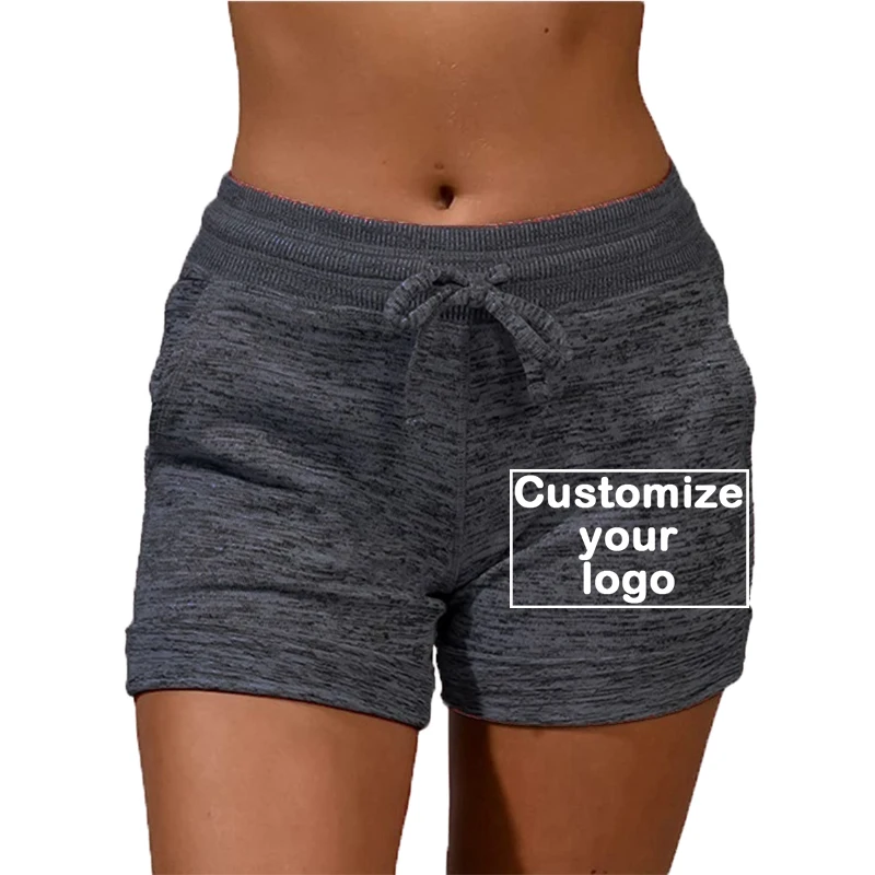 Women\'s sports shorts yoga pants casual sports high waisted drawstring elastic shorts customize your logo shorts beach shorts