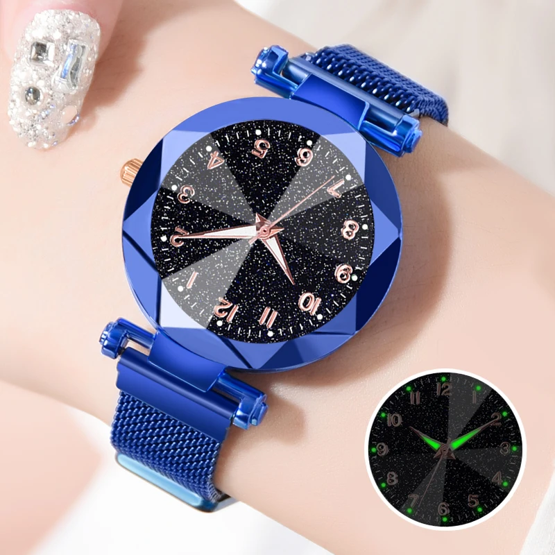 Hot Sale Fashion Starry Sky Watches Women Magnetic Mesh Band Quartz Bracelet Watches Zegarki Damskie Horloge Vrouwen Uhr Damen