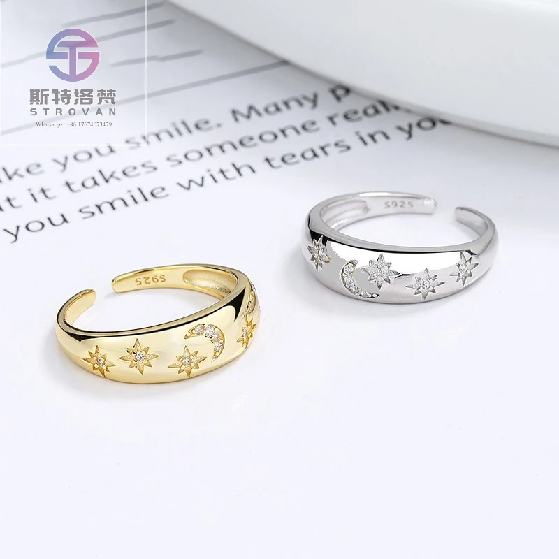 

Nabest 925 Sterling Silver Chunky Rings Women Designer Moon Star Zirconia Ring Engagement Wedding Jewelry Wholesale Bulk