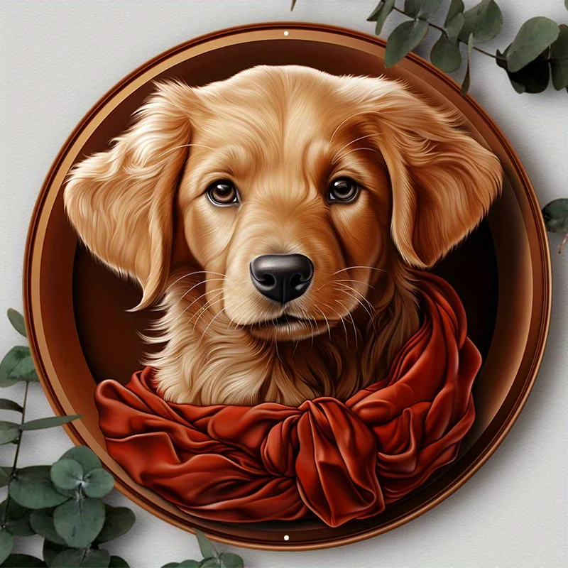 

Aluminum Metal Sign, Dog Pattern 2D Flat Circular Wreath Sign, Home Decor, Room Decor, Suitable for Various Scenarios