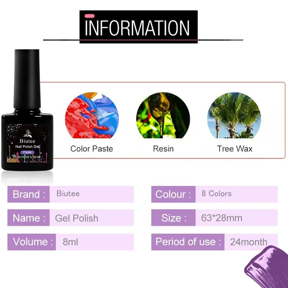 Biutee 10Ml Nail Gel Polish Voor Nagels Semi Permanente Soak Off Gel Uv Led Vernissen Base Top Matte Jas diy Nail Art Gel Polish