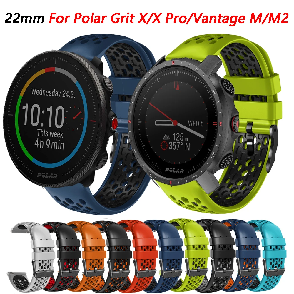 Silicone Bracelet For Polar Vantage M/M2 Smart Watch Band For Polar Grit X/X Pro Soft Strap 22mm Sport Wrist Band Accessories