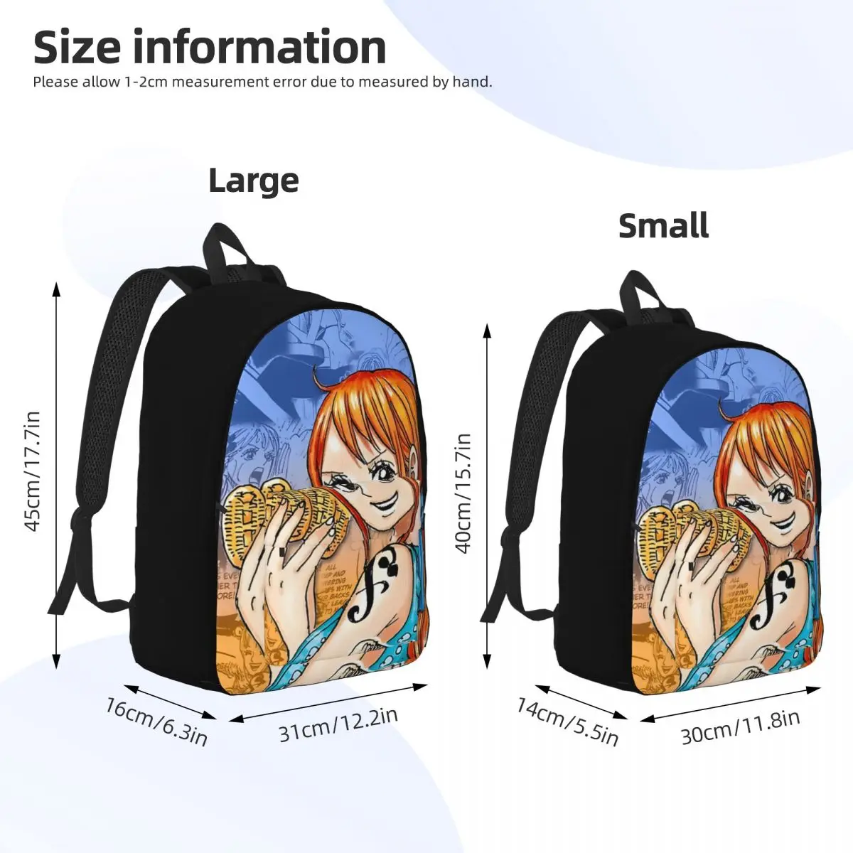 Ritorno a scuola regalo Nami Manga Phonecase Multi scomparto borsa per Laptop un pezzo portatile per le donne Kid Daypack Journey