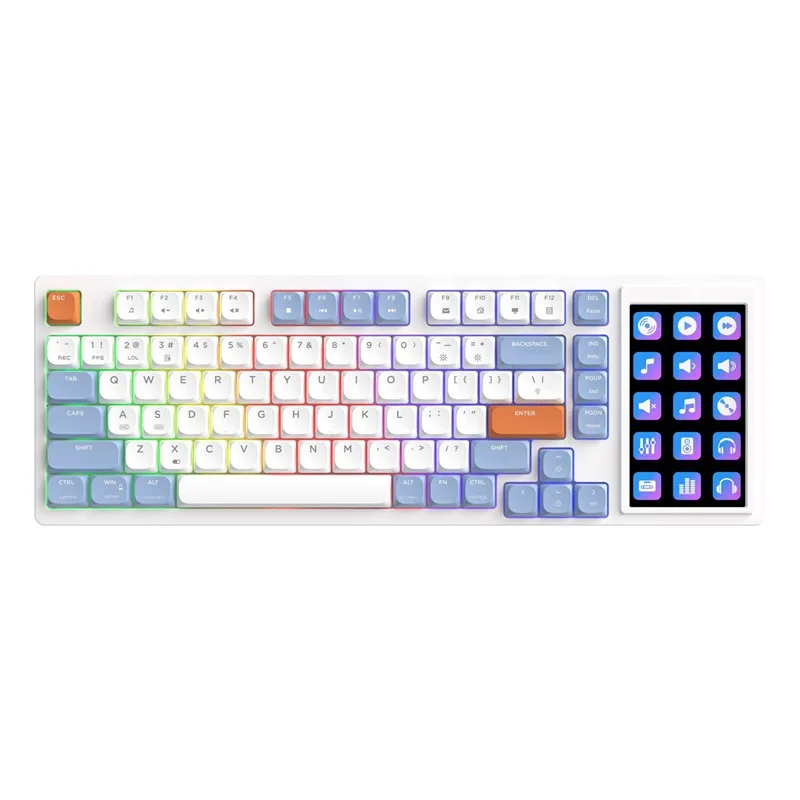 Ajazz Akp815 Wired Mechanical Keyboard Rgb Light 81 Key Touch Screen Visual Programming Custom Driver Game Office Peripherals