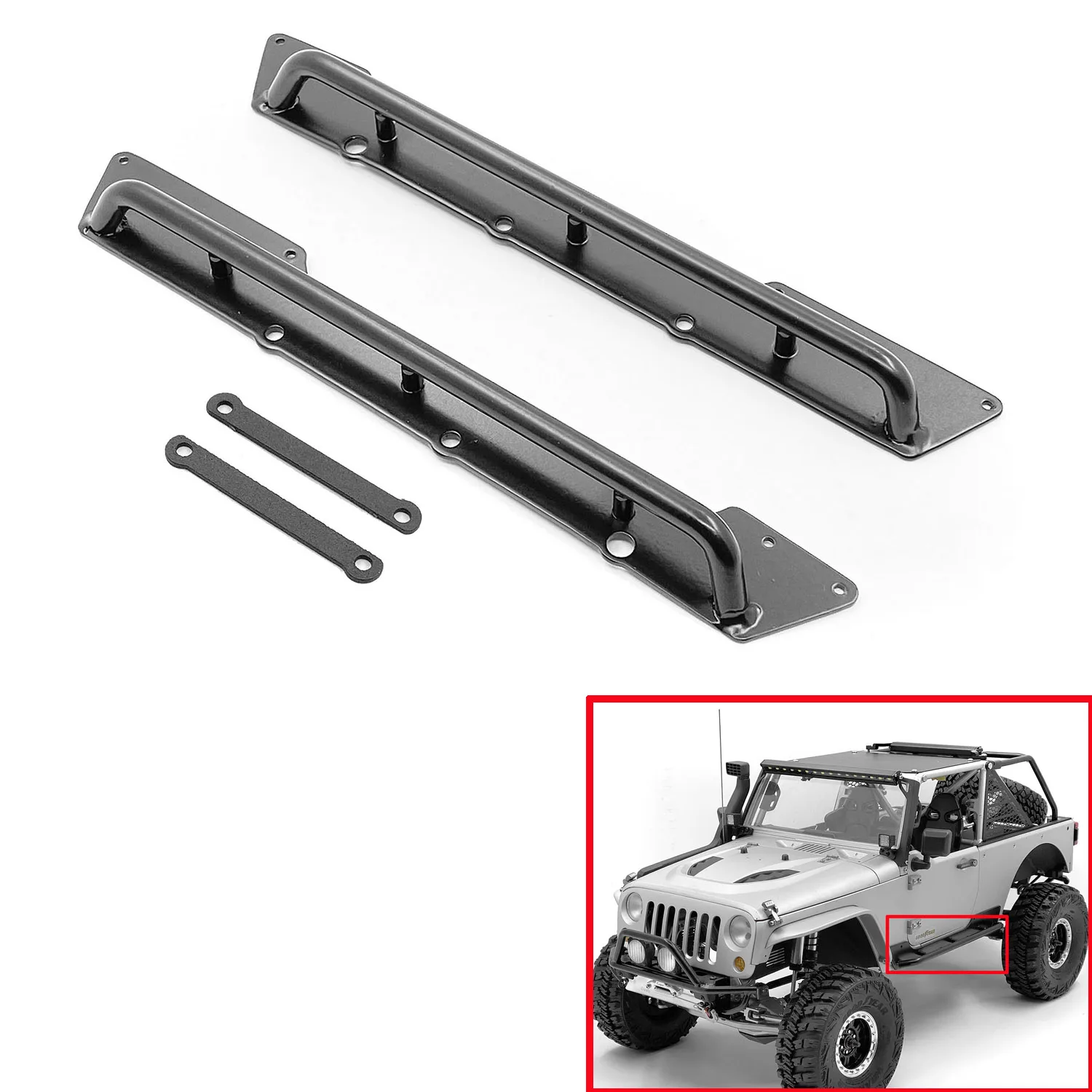 Piastra di protezione del pavimento della cabina cremagliera posteriore protezione della pedana di ricambio per giocattoli Capo Metal 1/8 JK MAX RC Racing Rock Crawler ricambi per auto