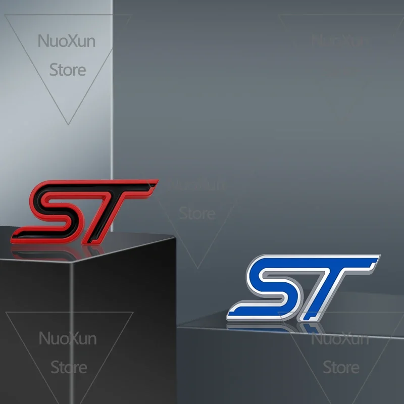 ST Car Grille Badge Sticker For Ford Fiesta Transit Focus Mondeo Escape ST Line Logo Metal Trunk Emblem Decoration Accessories