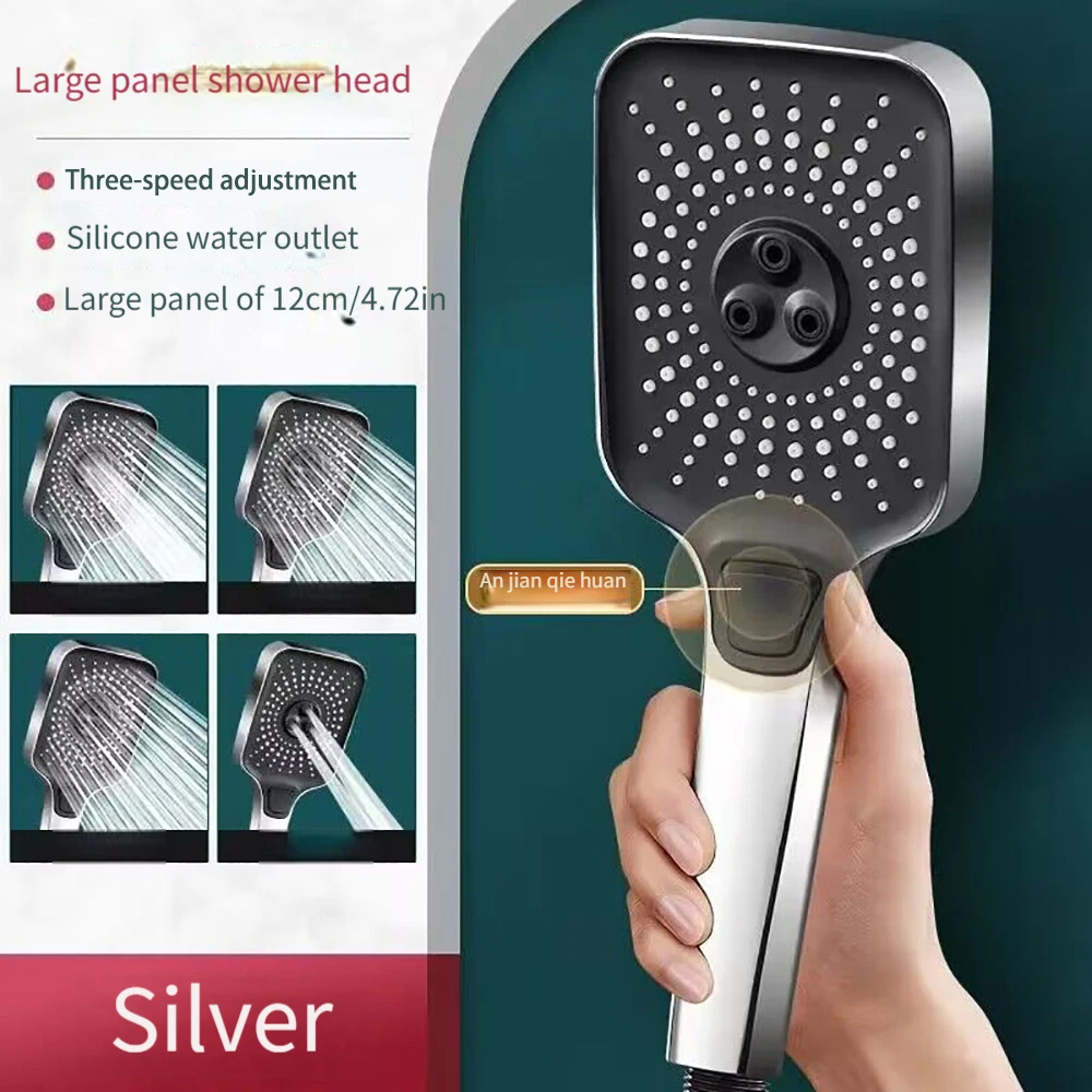 

12CM Large panel 3 Modes Shower Head High Pressure Water Massage Shower Spray Water Saving Rainfall Bathroom Accessories New