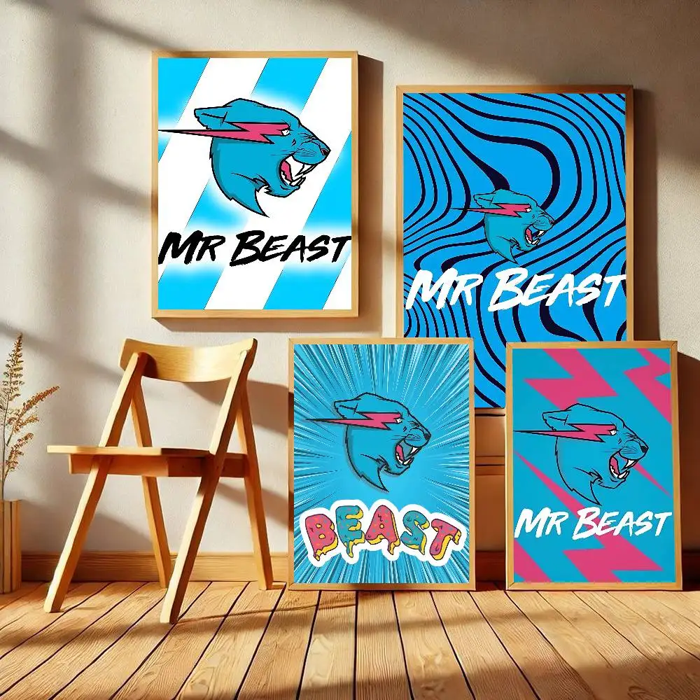 Game Blogger Mr-Beast Anime Posters Sticky Waterproof Paper Sticker Coffee House Bar Kawaii Room Decor