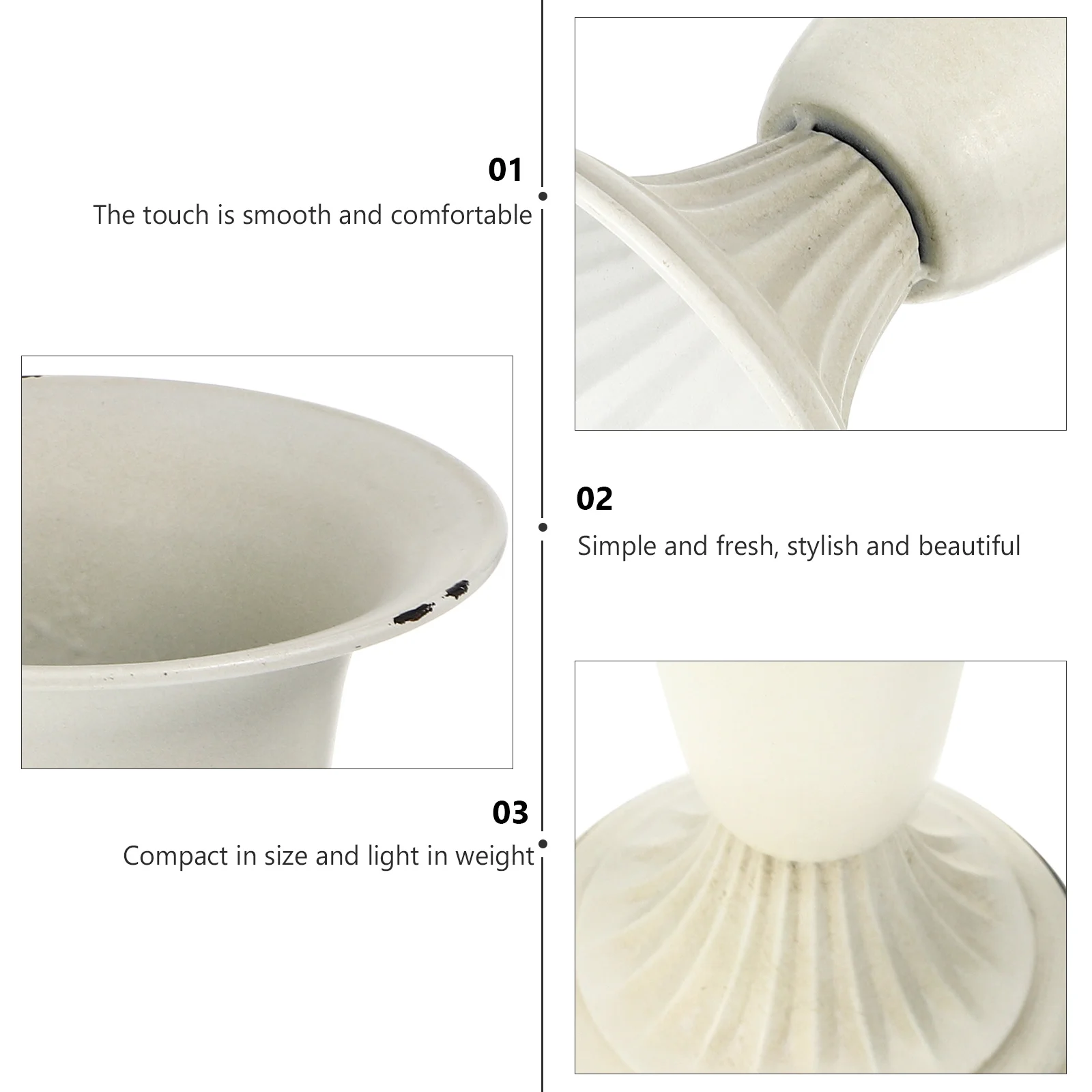 

White Retro Iron Vase Creative Metal Craft Flowerpot Chic Home Decor Artificial Flower Container Desktop Ornament