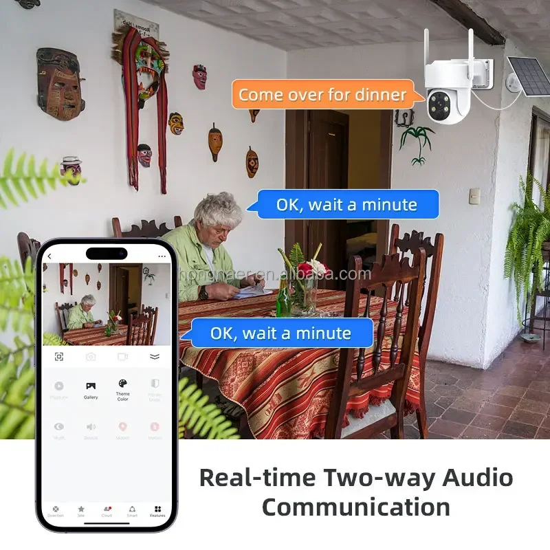 Kit de CCTV de 4MP, Panel Solar inalámbrico, sistema de cámara PTZ de seguridad, WiFi inalámbrico, cámara CCTV Solar para exteriores, sistema de vigilancia
