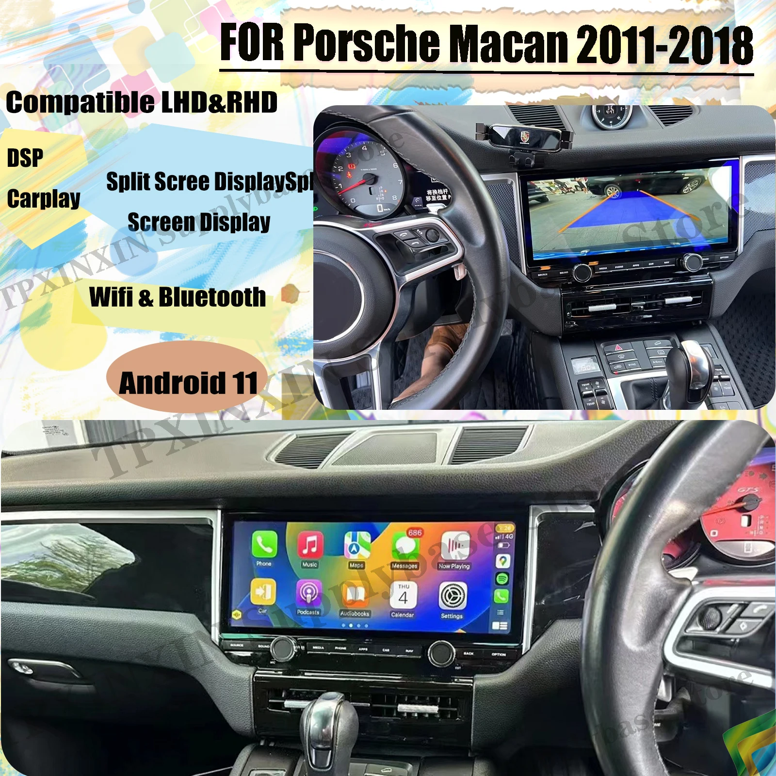 

Автомобильный радиоприемник LHD RHD, стереоприемник Android 11 для Porsche Macan 2011 2012 2013 2014 2015 2016 2017 2018 GPS, автомобильный плеер, головное устройство