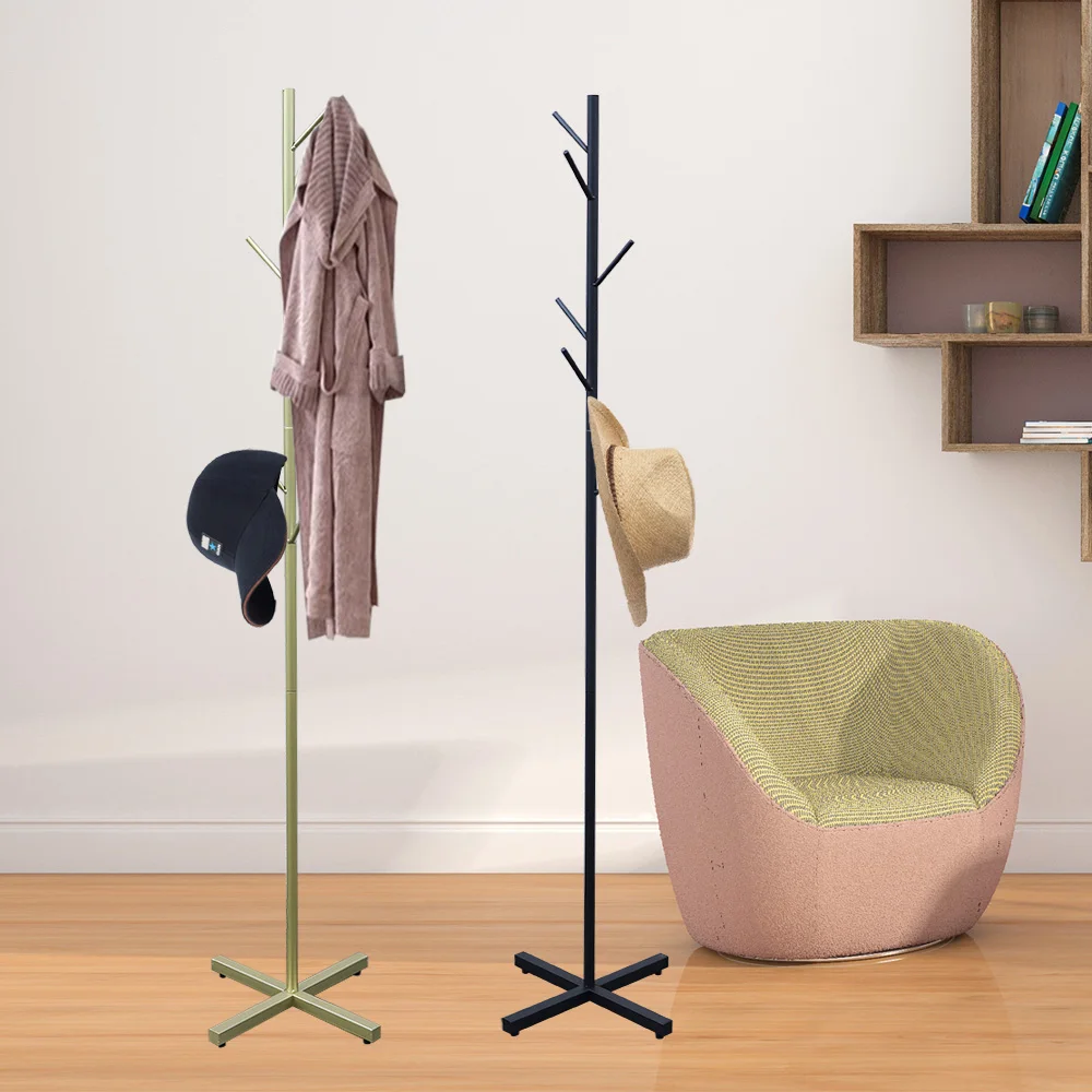 Modern Metal Coat Rack Free Standing 7 Hooks Hall Tree in Corner Hat Hanger & Coat Racks Stand Entryway Organizer for Clothes