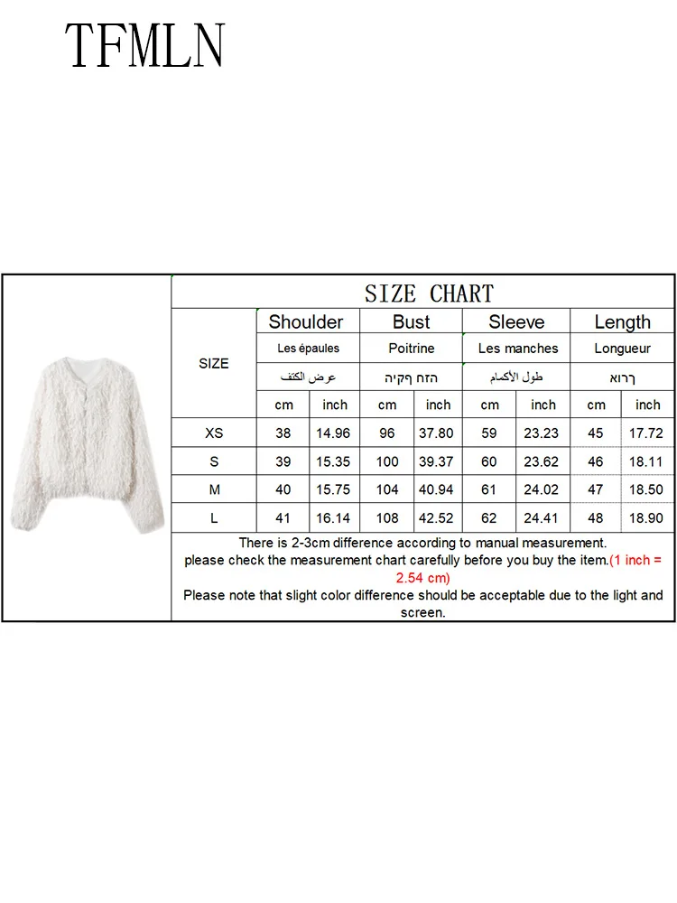 سترات نسائية فاخرة لخريف 2025 من الفرو الصناعي موضة أنيقة برقبة دائرية وأكمام طويلة ملابس خارجية قصيرة معاطف أنيقة للحفلات النسائية الصلبة #6
