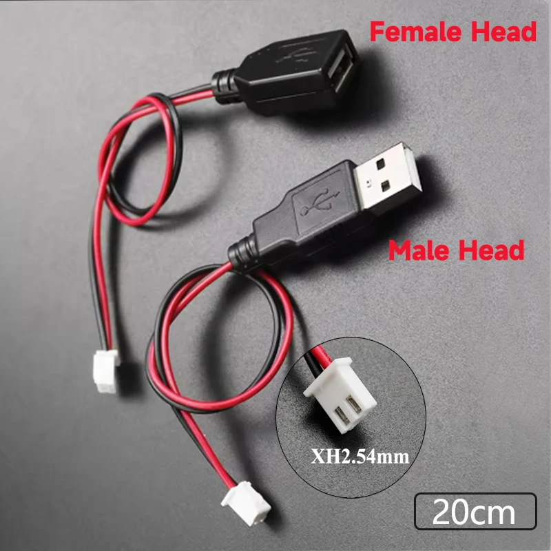 USB Male And Female Head to XH2.54-2P Terminal Wire 2-Core Power Socket DIY Accessories for PH2.0 Terminal Wire