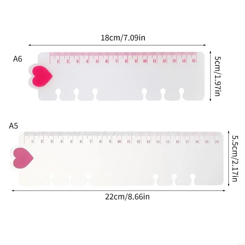 5Pcs 6 Hole Pre-Punched Binder Divider with Measuring Scales Multifunctional Plastic Binder Ruler For Notebook Journal K1KF