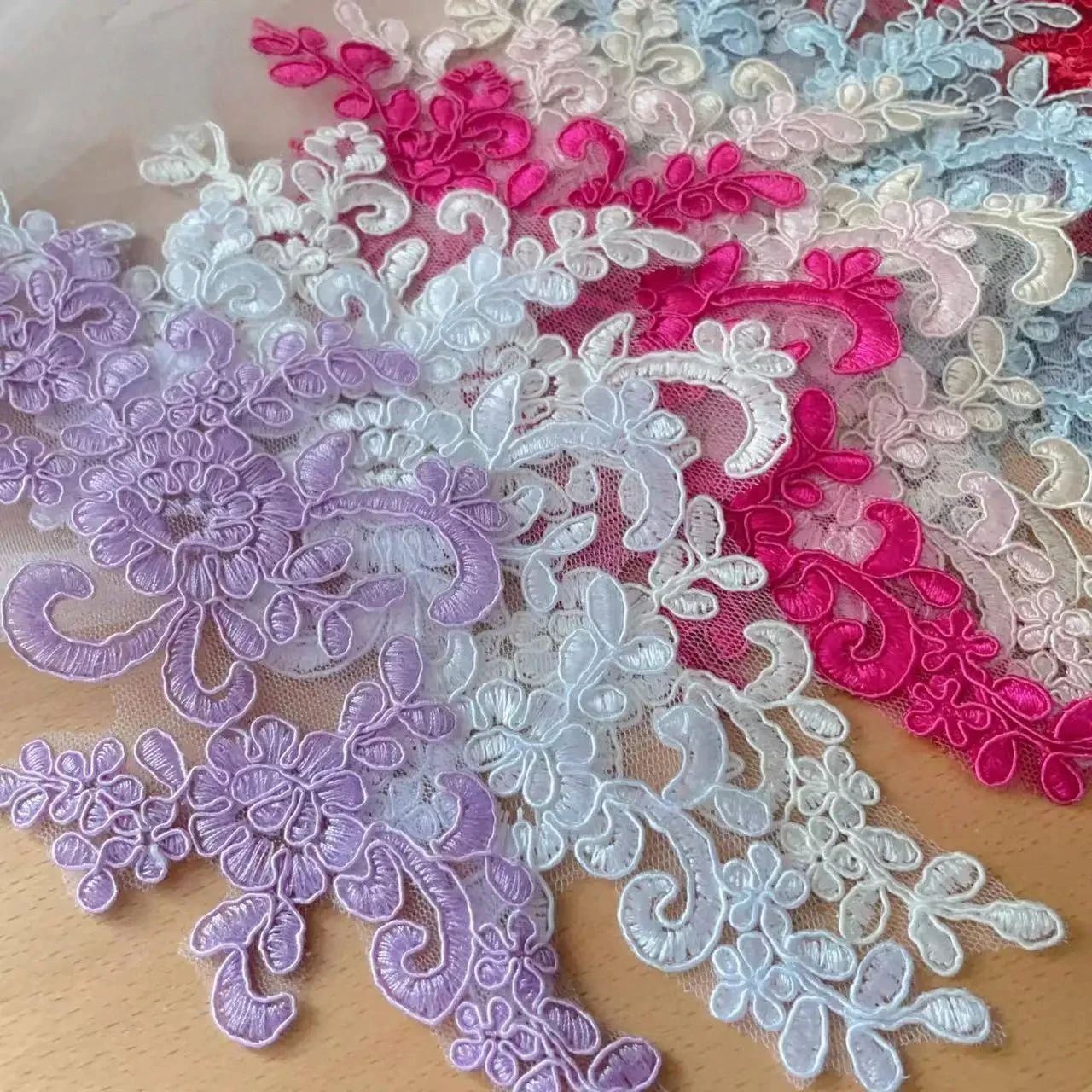 20 Pieces, High-quality Sequin Bead Flower Lace Fabric, DIY Wedding Headwear, Clothing Background Decoration, Sewing Accessories