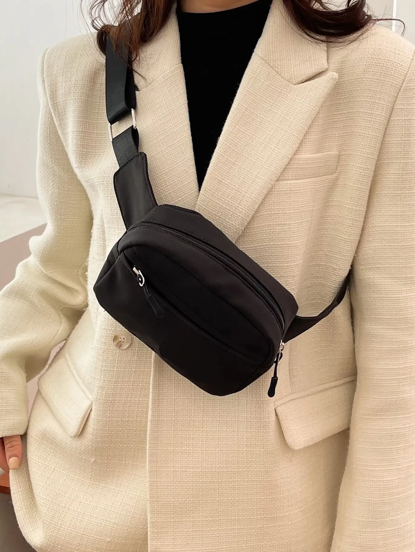 Solid Color PU Leather Versatile Minimalist Waist Pack, Running Sports Crossbody Chest Bag, Multi-Function Fashionable Mini Chest Pack, Phone Pouch Coin Purse, Travel All-Match Style For Women