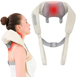 Shiatsu Neck Massager for Deep Tissue Cordless Neck and Shoulder Massager with Heat 4D Deep Electric Kneading Massage