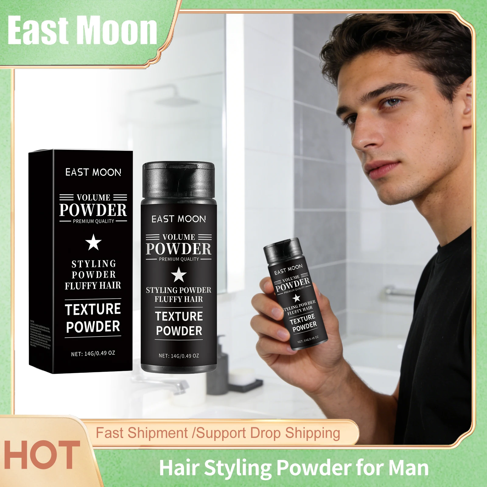 East Moon Man Charming Hair Styling Powder Lasting Thickening Non Grease Increase Volume for Roots Covering Hair Shaping Powders