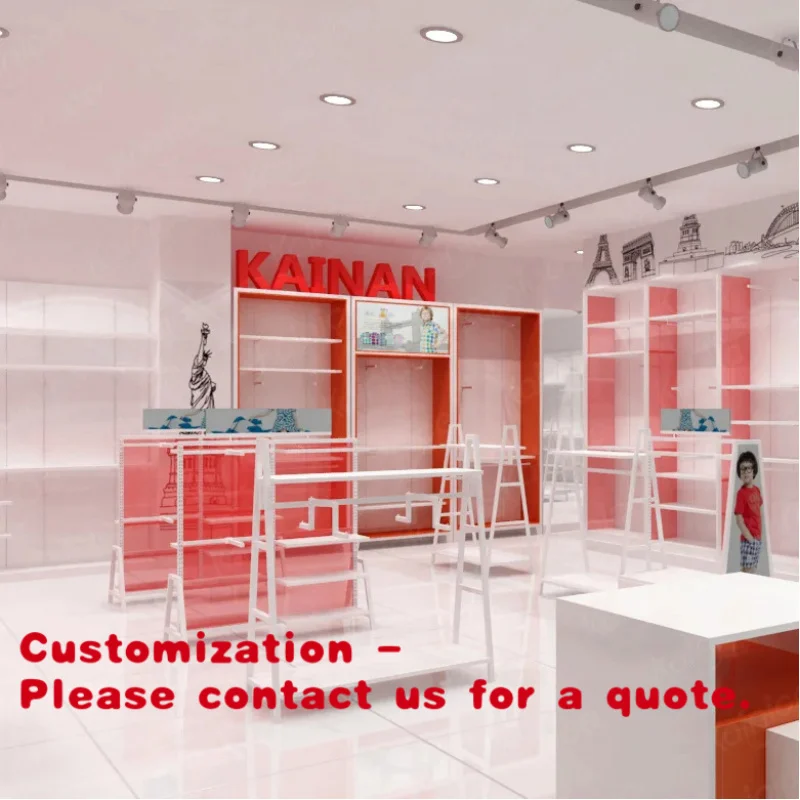 

Customize.Kainice Cloth Rack Stainless Steel Boutique Children Gold Clothes Display Stand Kids Clothing Shelves Ba