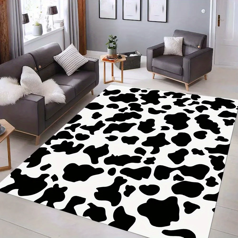 

Crystal velvet carpetCow Style Bedroom Room Soft Carpet Retro Large Area Washable Living Room Rugs Printed Cloakroom Plush Mats