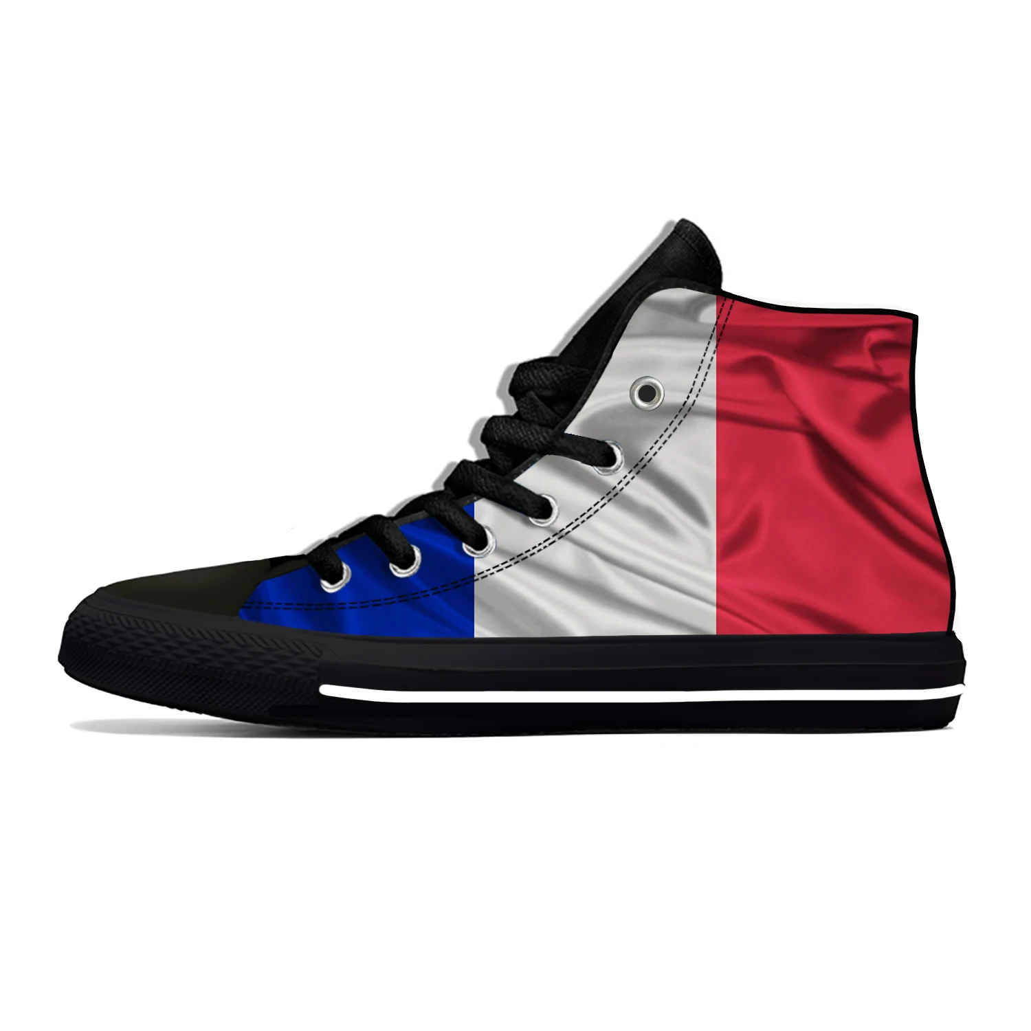 France French Republic Flag Patriotic Fashion Casual Cloth Shoes High Top Lightweight Breathable 3D Print Men Women Sneakers