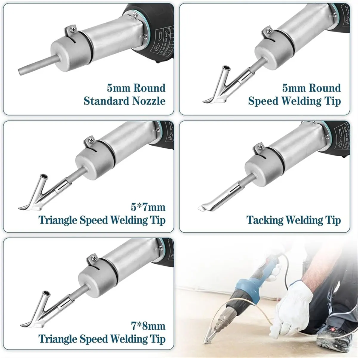Welding Tip Nozzles, Heat- Speed Welding Nozzle for Vinyl PVC Plastic Sheet Hot Air Weldings, Heat Resisting